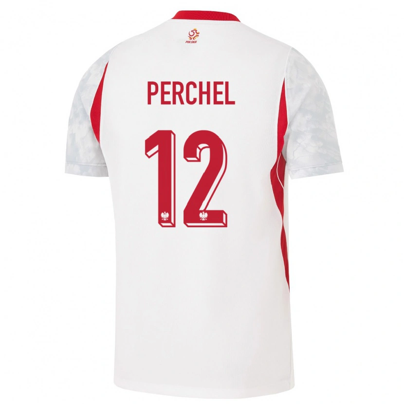 Danxen Niño Camiseta Polonia Michał Perchel #12 Blanco Rojo Gris 1ª Equipación 26-28 La Camisa