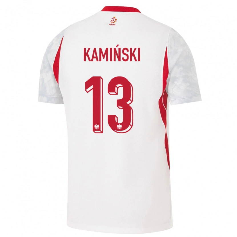 Danxen Niño Camiseta Polonia Jakub Kaminski #13 Blanco Rojo Gris 1ª Equipación 26-28 La Camisa
