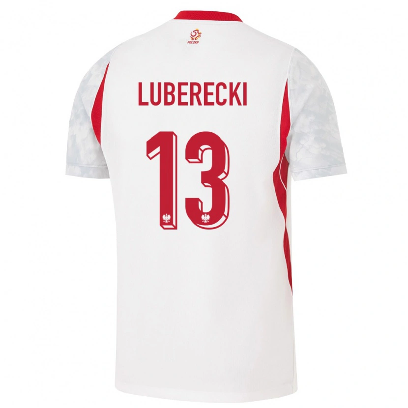 Danxen Niño Camiseta Polonia Filip Luberecki #13 Blanco Rojo Gris 1ª Equipación 26-28 La Camisa