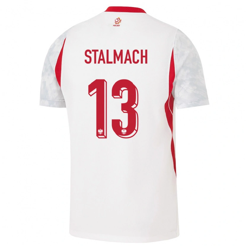 Danxen Niño Camiseta Polonia Dariusz Stalmach #13 Blanco Rojo Gris 1ª Equipación 26-28 La Camisa