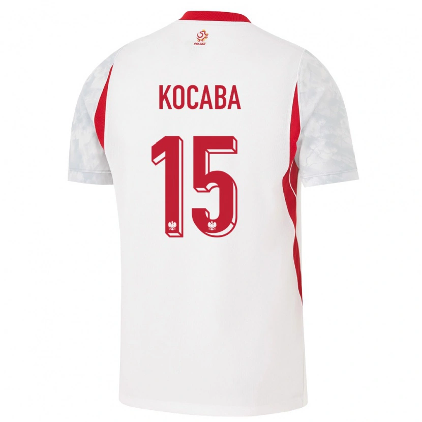 Danxen Niño Camiseta Polonia Filip Kocaba #15 Blanco Rojo Gris 1ª Equipación 26-28 La Camisa