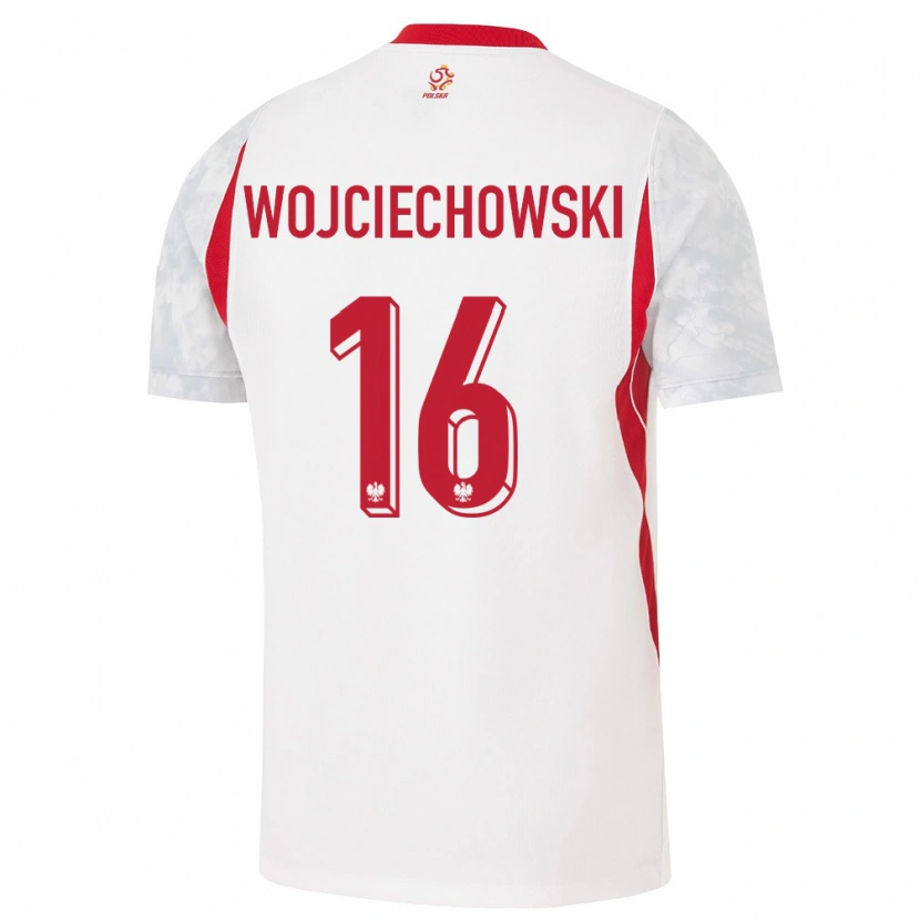 Danxen Niño Camiseta Polonia Oliwier Wojciechowski #16 Blanco Rojo Gris 1ª Equipación 26-28 La Camisa