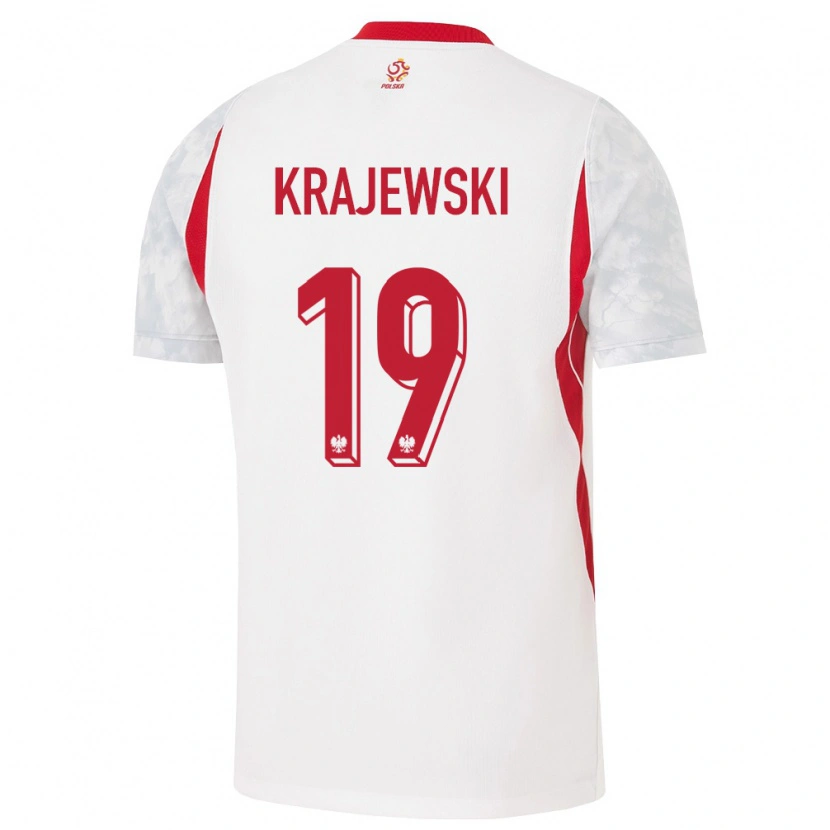 Danxen Niño Camiseta Polonia Marcel Krajewski #19 Blanco Rojo Gris 1ª Equipación 26-28 La Camisa