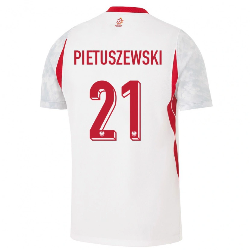 Danxen Niño Camiseta Polonia Oskar Pietuszewski #21 Blanco Rojo Gris 1ª Equipación 26-28 La Camisa