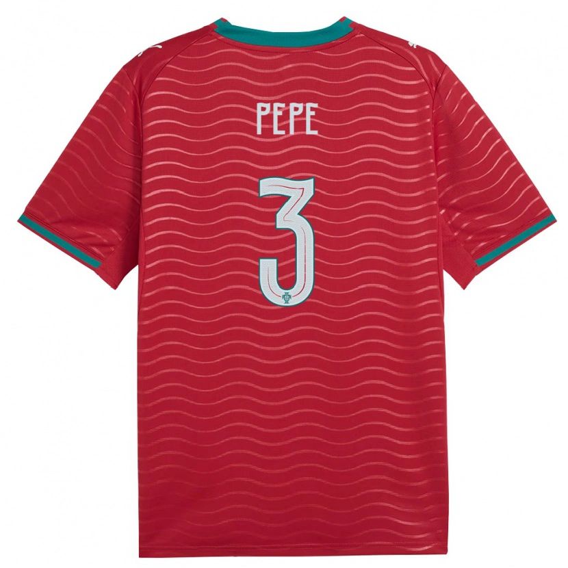 Danxen Niño Camiseta Portugal Pepe #3 Rojo Verde Blanco 1ª Equipación 26-28 La Camisa
