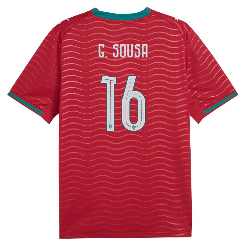 Danxen Niño Camiseta Portugal Gonçalo Sousa #16 Rojo Verde Blanco 1ª Equipación 26-28 La Camisa