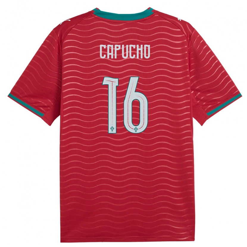 Danxen Niño Camiseta Portugal João Capucho #16 Rojo Verde Blanco 1ª Equipación 26-28 La Camisa