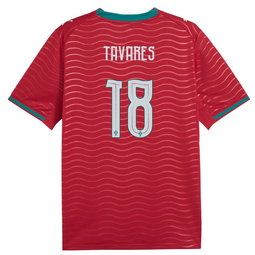 Danxen Niño Camiseta Portugal Leonardo Tavares #18 Rojo Verde Blanco 1ª Equipación 26-28 La Camisa