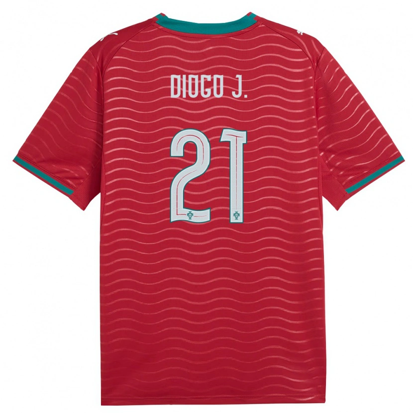 Danxen Niño Camiseta Portugal Diogo Jota #21 Rojo Verde Blanco 1ª Equipación 26-28 La Camisa