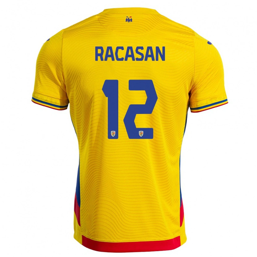 Danxen Niño Camiseta Rumania Mihai Răcășan #12 Amarillo Rojo 1ª Equipación 26-28 La Camisa