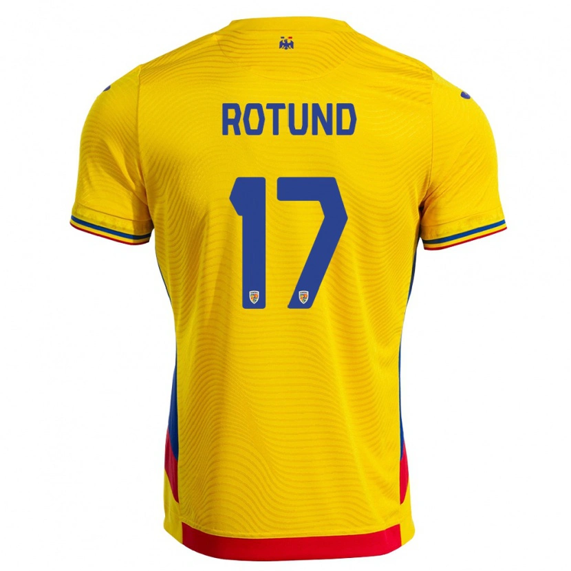 Danxen Niño Camiseta Rumania Raul Rotund #17 Amarillo Rojo 1ª Equipación 26-28 La Camisa