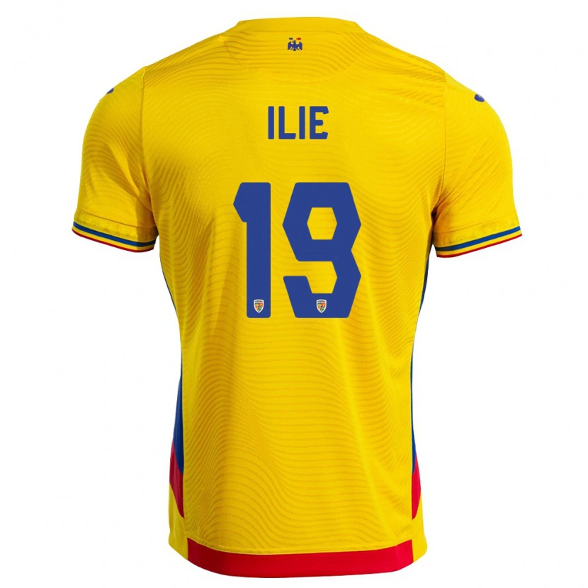Danxen Niño Camiseta Rumania Rareș Ilie #19 Amarillo Rojo 1ª Equipación 26-28 La Camisa