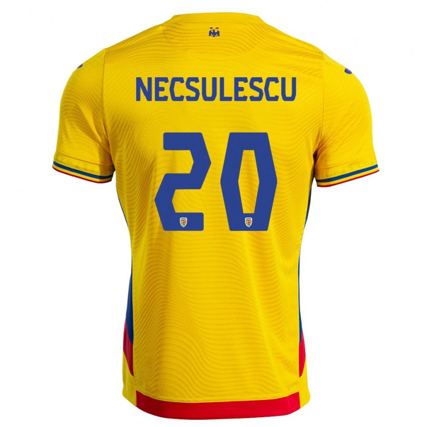 Danxen Niño Camiseta Rumania Robert Necșulescu #20 Amarillo Rojo 1ª Equipación 26-28 La Camisa