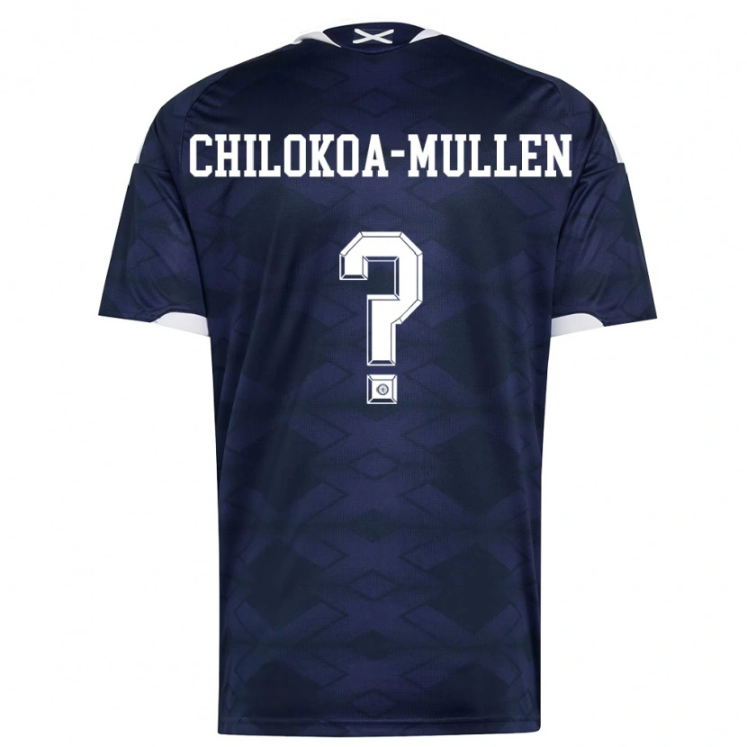 Danxen Niño Camiseta Escocia Jeremiah Chilokoa-Mullen #0 Marino Blanco 1ª Equipación 26-28 La Camisa