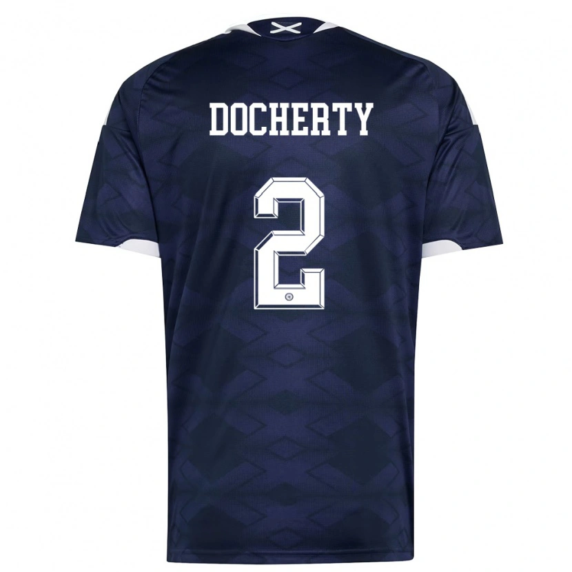 Danxen Niño Camiseta Escocia Nicola Docherty #2 Marino Blanco 1ª Equipación 26-28 La Camisa