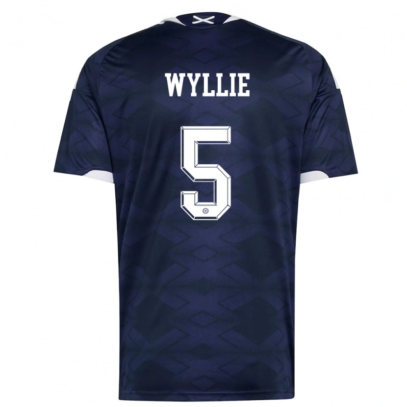 Danxen Niño Camiseta Escocia Jack Wyllie #5 Marino Blanco 1ª Equipación 26-28 La Camisa