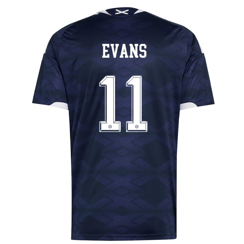 Danxen Niño Camiseta Escocia Lisa Evans #11 Marino Blanco 1ª Equipación 26-28 La Camisa