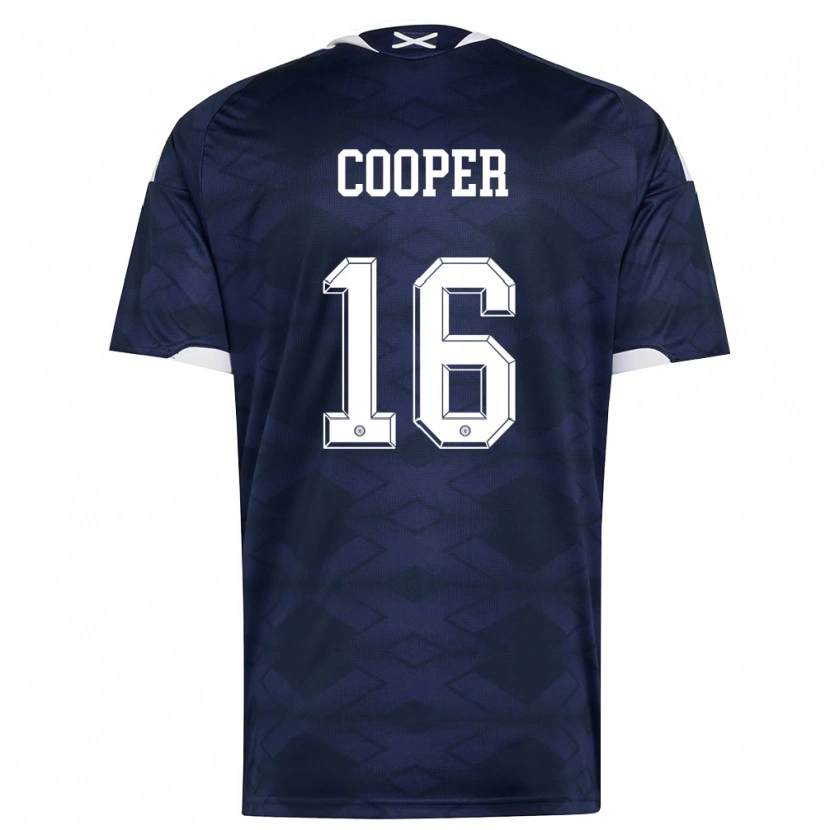 Danxen Niño Camiseta Escocia Liam Cooper #16 Marino Blanco 1ª Equipación 26-28 La Camisa