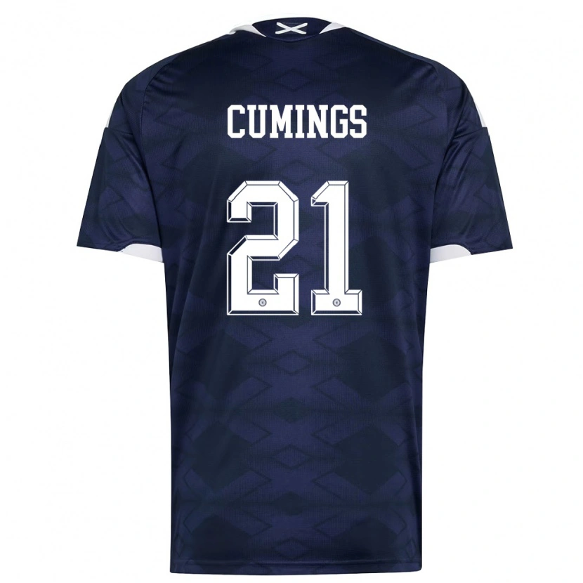 Danxen Niño Camiseta Escocia Eartha Cumings #21 Marino Blanco 1ª Equipación 26-28 La Camisa