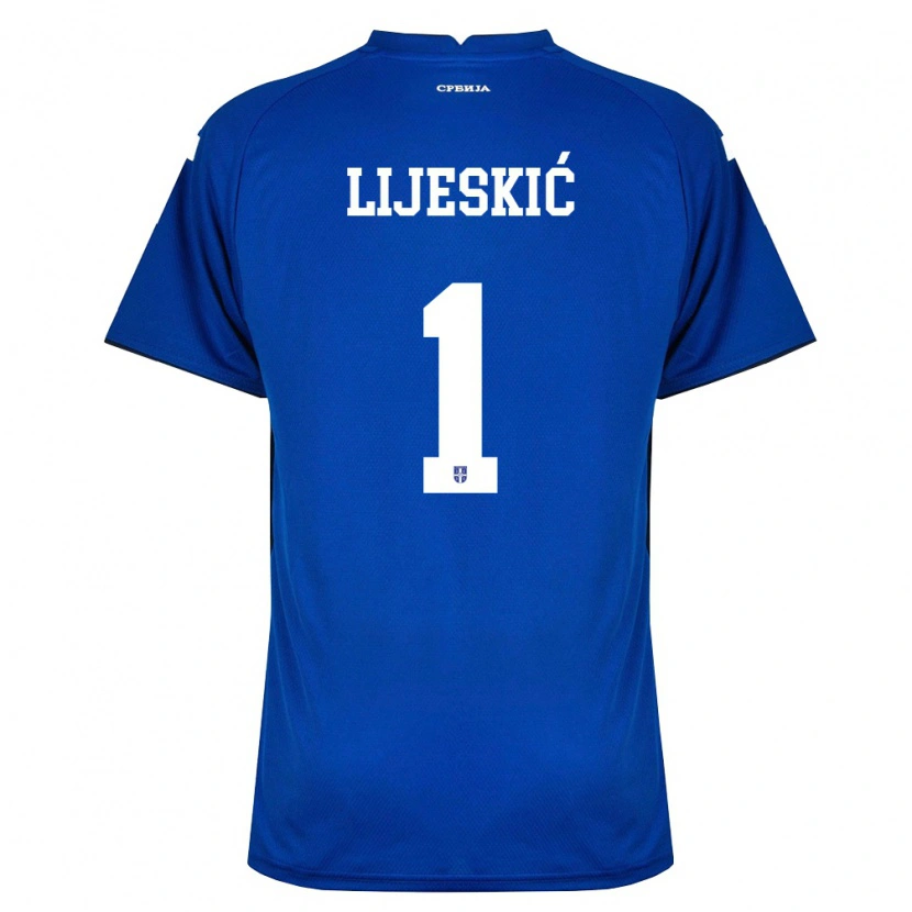 Danxen Niño Camiseta Serbia Luka Lijeskic #1 Marino Rojo 1ª Equipación 26-28 La Camisa