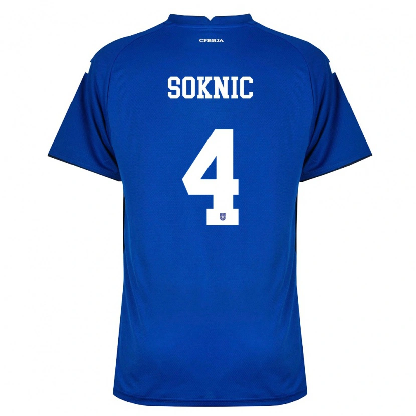 Danxen Niño Camiseta Serbia Luka Soknic #4 Marino Rojo 1ª Equipación 26-28 La Camisa