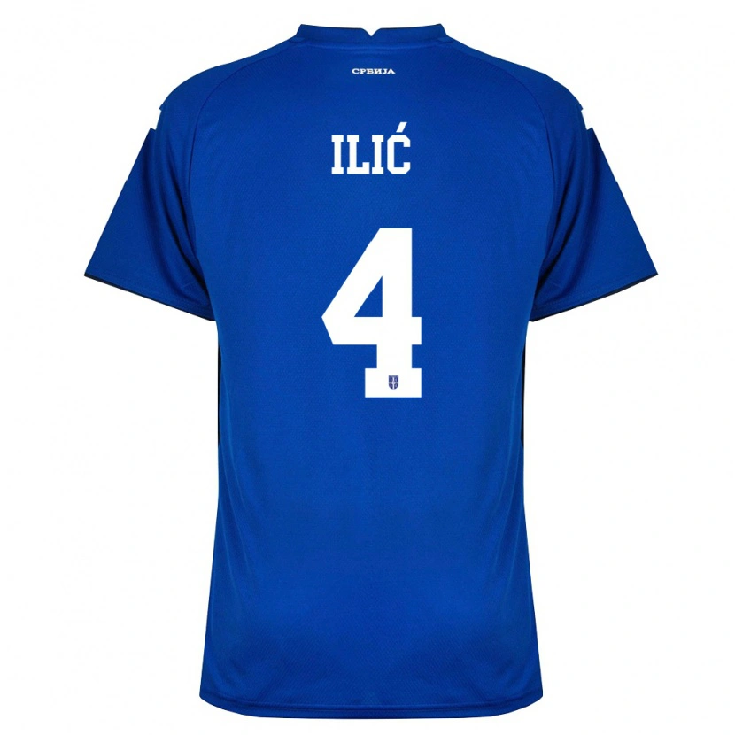Danxen Niño Camiseta Serbia Marija Ilic #4 Marino Rojo 1ª Equipación 26-28 La Camisa