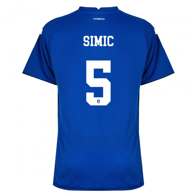 Danxen Niño Camiseta Serbia Nikola Simic #5 Marino Rojo 1ª Equipación 26-28 La Camisa
