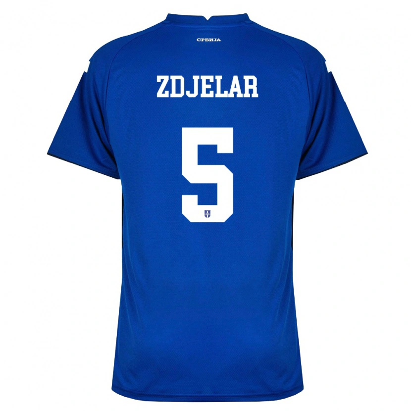 Danxen Niño Camiseta Serbia Sasa Zdjelar #5 Marino Rojo 1ª Equipación 26-28 La Camisa