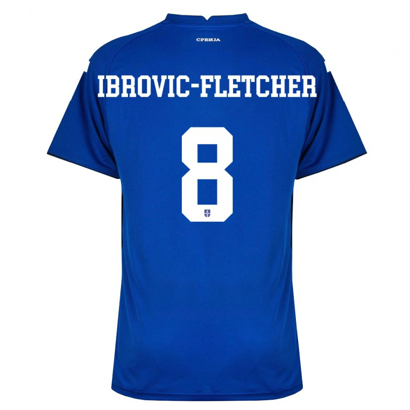 Danxen Niño Camiseta Serbia Edward Ibrovic-Fletcher #8 Marino Rojo 1ª Equipación 26-28 La Camisa