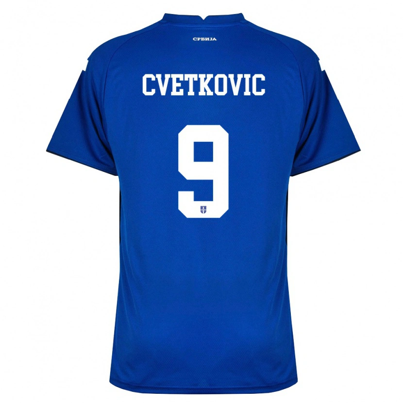 Danxen Niño Camiseta Serbia Mihajlo Cvetkovic #9 Marino Rojo 1ª Equipación 26-28 La Camisa