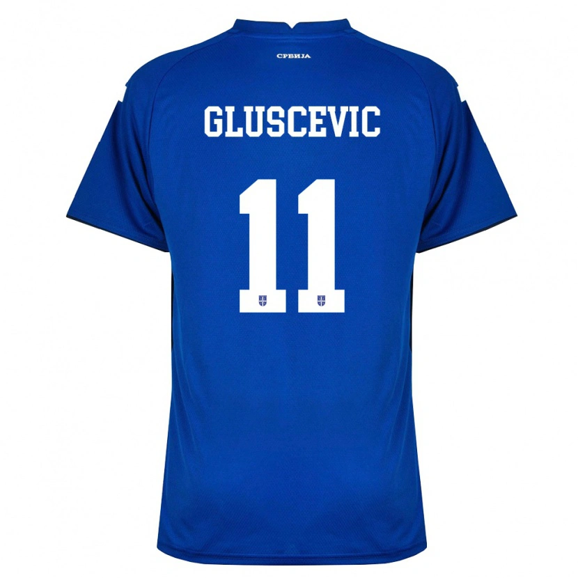 Danxen Niño Camiseta Serbia Matija Gluscevic #11 Marino Rojo 1ª Equipación 26-28 La Camisa