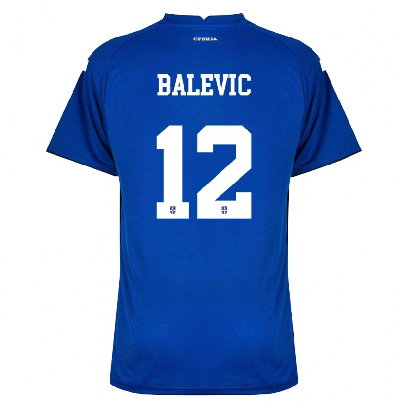 Danxen Niño Camiseta Serbia Lazar Balevic #12 Marino Rojo 1ª Equipación 26-28 La Camisa