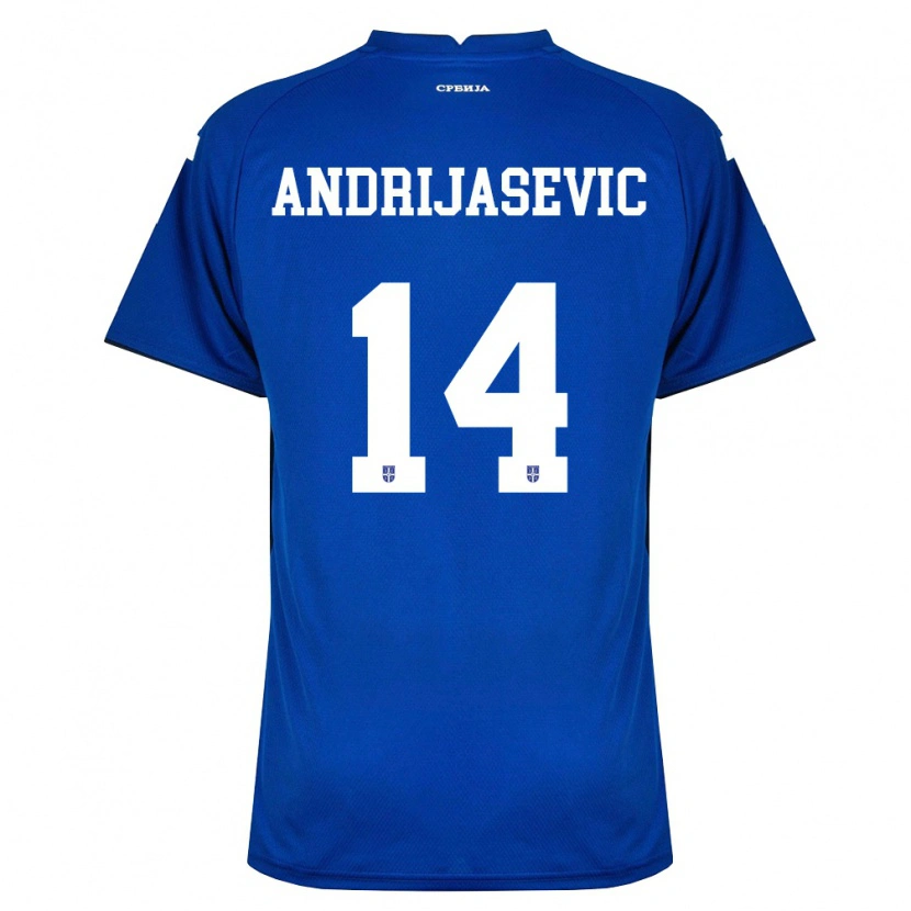 Danxen Niño Camiseta Serbia Luka Andrijasevic #14 Marino Rojo 1ª Equipación 26-28 La Camisa