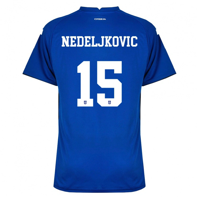 Danxen Niño Camiseta Serbia Kosta Nedeljkovic #15 Marino Rojo 1ª Equipación 26-28 La Camisa