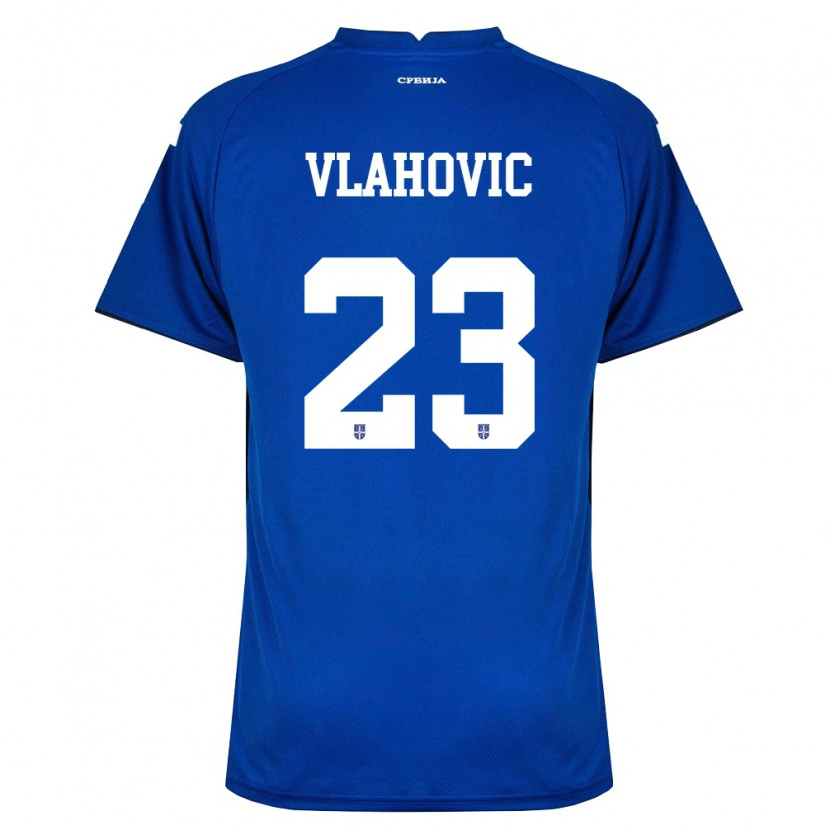 Danxen Niño Camiseta Serbia Dušan Vlahović #23 Marino Rojo 1ª Equipación 26-28 La Camisa