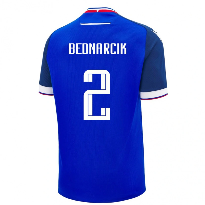 Danxen Niño Camiseta Eslovaquia Fedor Bednarcik #2 Azul Blanco 1ª Equipación 26-28 La Camisa