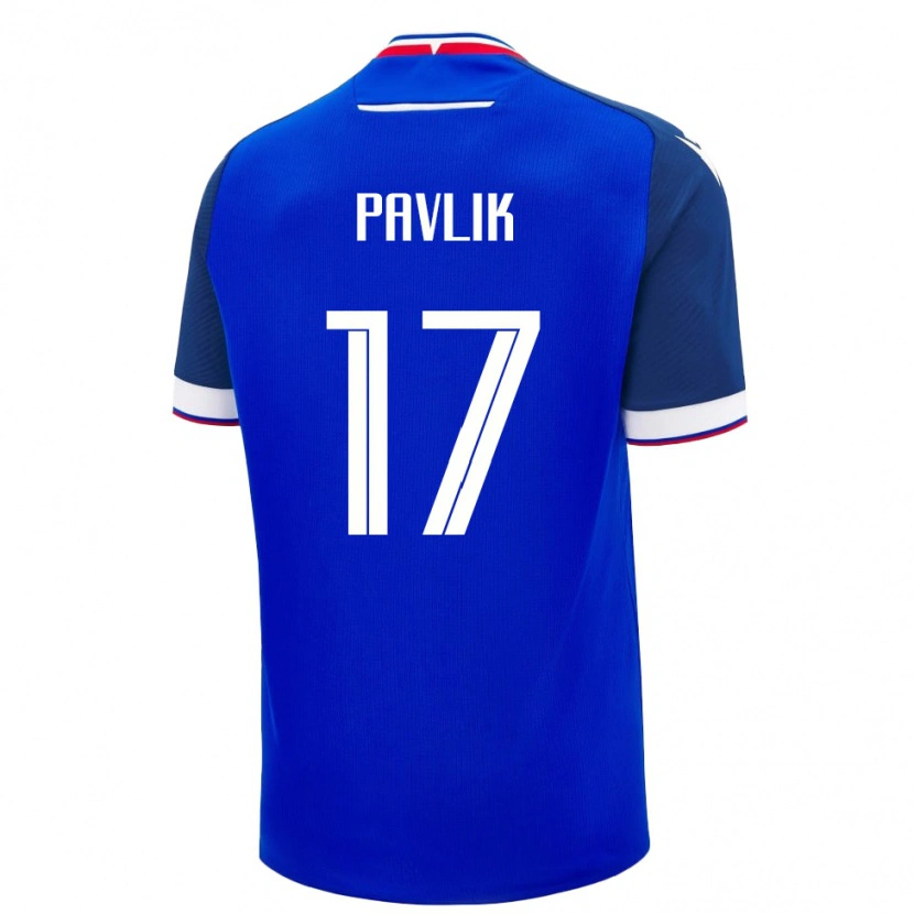 Danxen Niño Camiseta Eslovaquia Samuel Pavlik #17 Azul Blanco 1ª Equipación 26-28 La Camisa