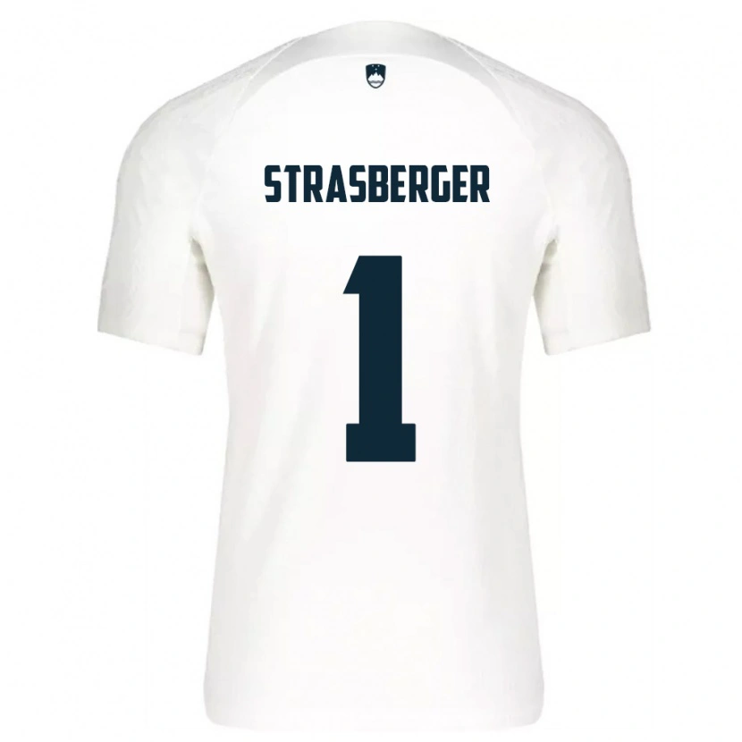 Danxen Niño Camiseta Eslovenia Tim Strasberger #1 Blanco Azul 1ª Equipación 26-28 La Camisa