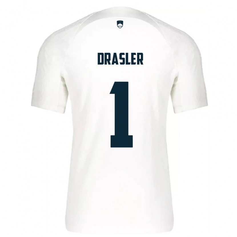Danxen Niño Camiseta Eslovenia Iztok Drasler #1 Blanco Azul 1ª Equipación 26-28 La Camisa