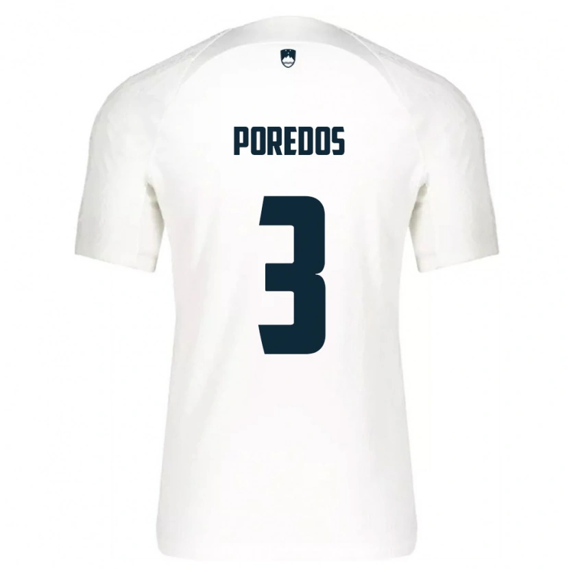 Danxen Niño Camiseta Eslovenia Luka Poredos #3 Blanco Azul 1ª Equipación 26-28 La Camisa