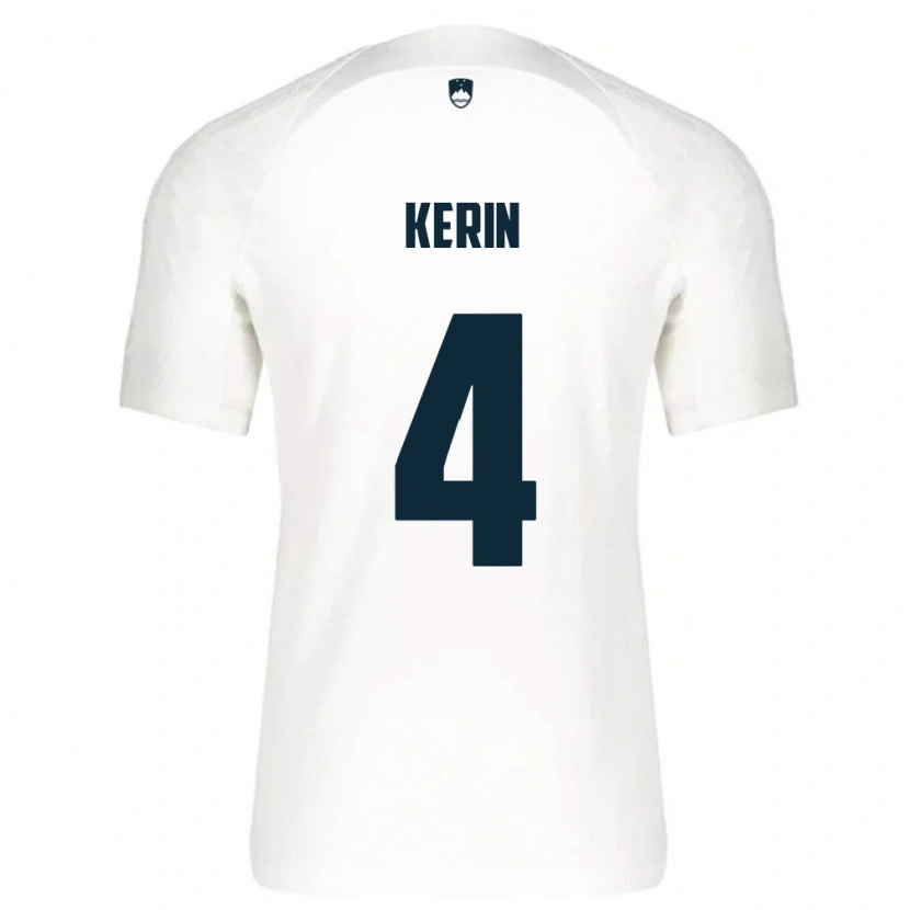 Danxen Niño Camiseta Eslovenia Mark Kerin #4 Blanco Azul 1ª Equipación 26-28 La Camisa