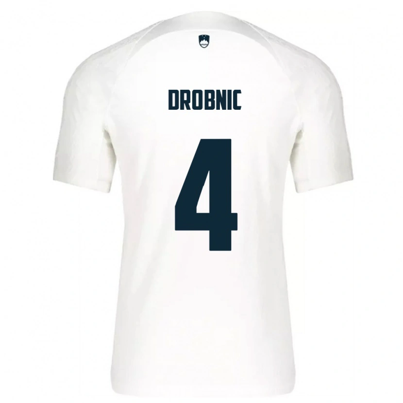 Danxen Niño Camiseta Eslovenia Matic Drobnic #4 Blanco Azul 1ª Equipación 26-28 La Camisa
