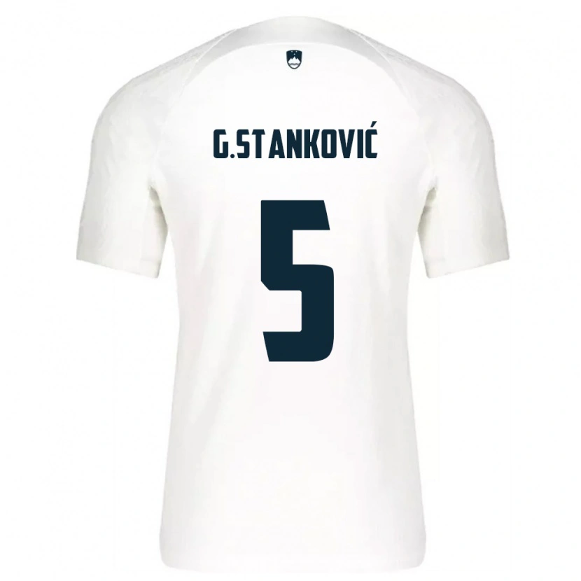 Danxen Niño Camiseta Eslovenia Jon Gorenc Stankovic #5 Blanco Azul 1ª Equipación 26-28 La Camisa