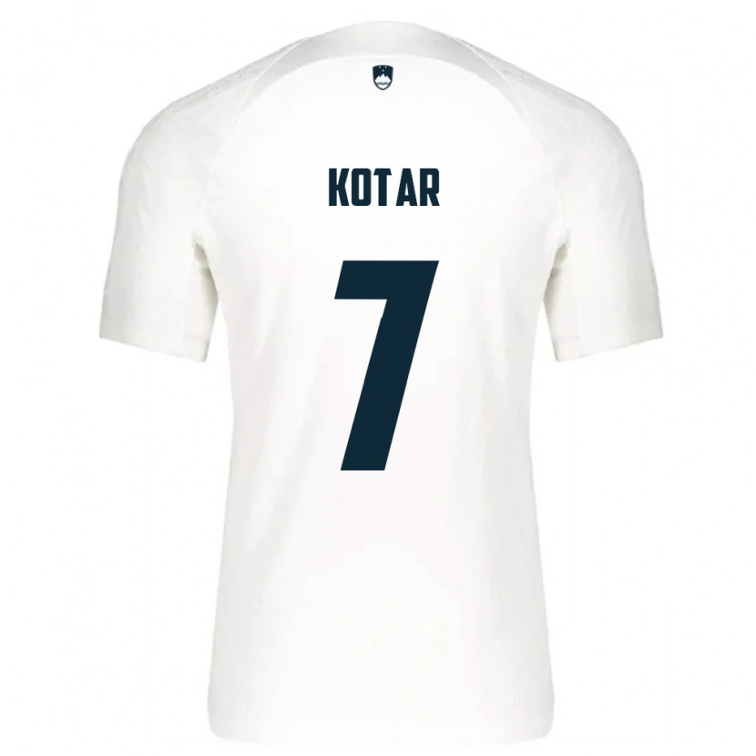Danxen Niño Camiseta Eslovenia Tristan Kotar #7 Blanco Azul 1ª Equipación 26-28 La Camisa