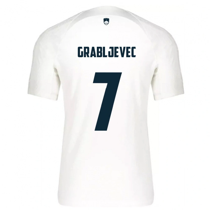 Danxen Niño Camiseta Eslovenia Anze Grabljevec #7 Blanco Azul 1ª Equipación 26-28 La Camisa
