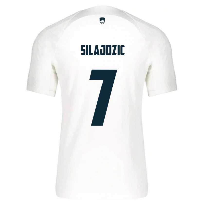 Danxen Niño Camiseta Eslovenia Riad Silajdzic #7 Blanco Azul 1ª Equipación 26-28 La Camisa