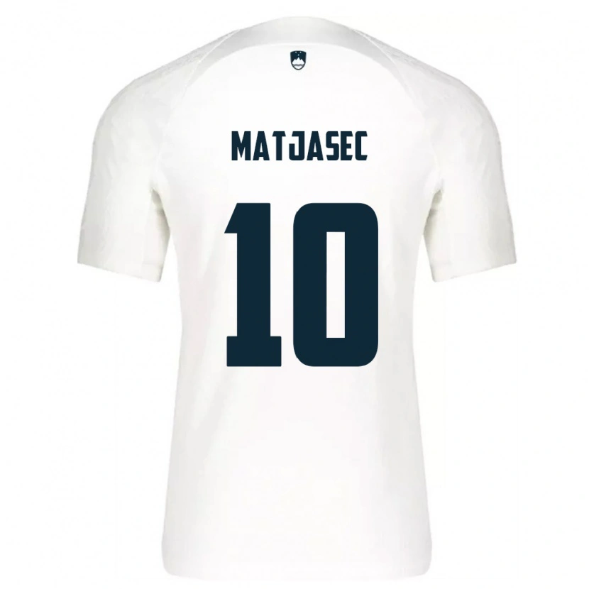 Danxen Niño Camiseta Eslovenia Miha Matjasec #10 Blanco Azul 1ª Equipación 26-28 La Camisa