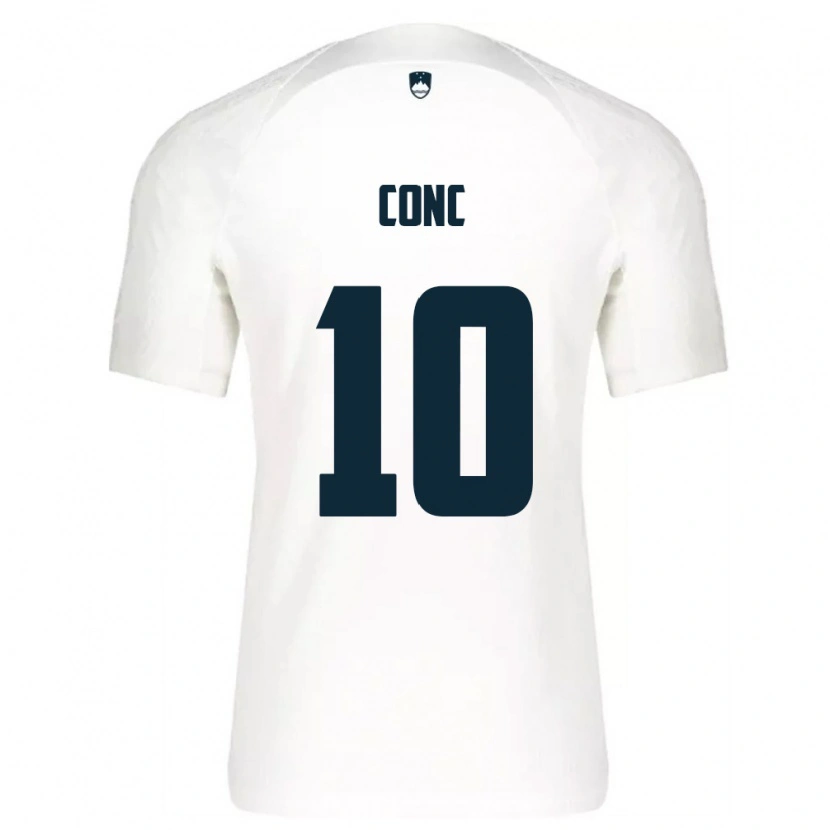 Danxen Niño Camiseta Eslovenia Dominika Čonč #10 Blanco Azul 1ª Equipación 26-28 La Camisa