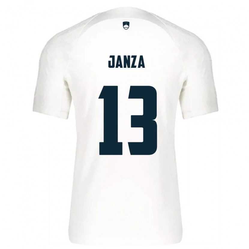 Danxen Niño Camiseta Eslovenia Erik Janza #13 Blanco Azul 1ª Equipación 26-28 La Camisa