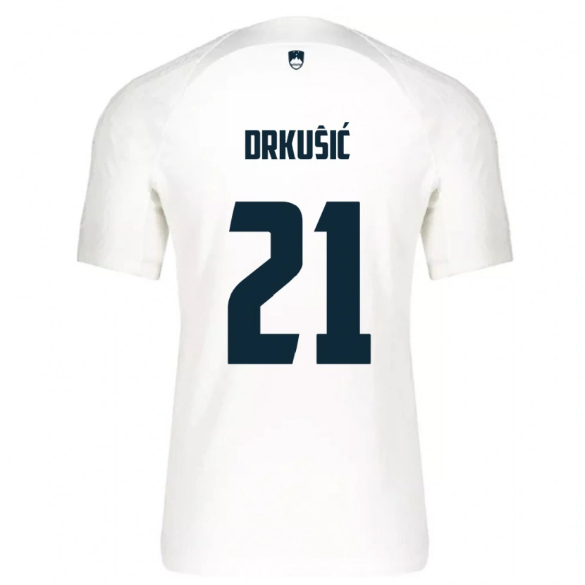 Danxen Niño Camiseta Eslovenia Vanja Drkusic #21 Blanco Azul 1ª Equipación 26-28 La Camisa